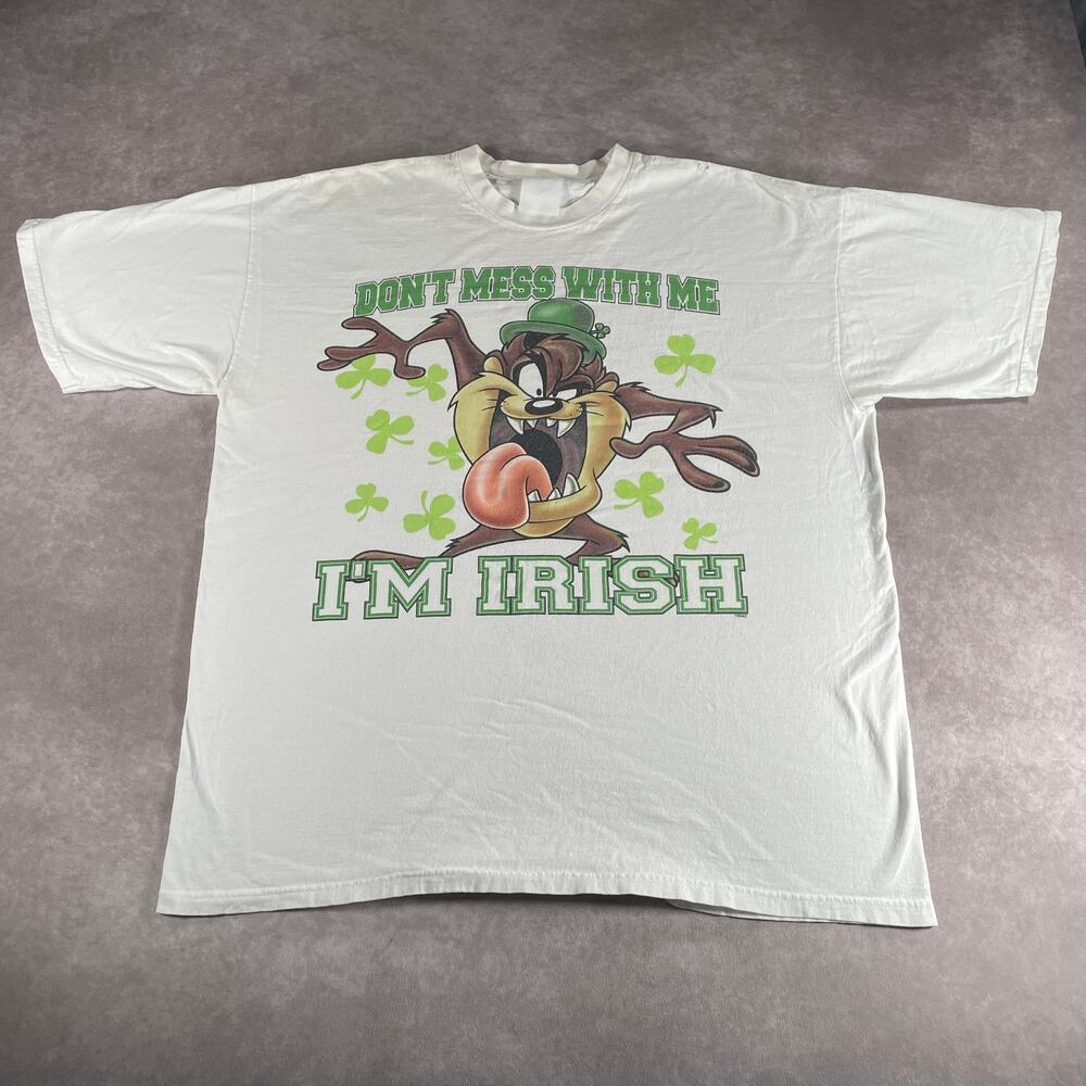 Vintage 90's Looney Tunes Taz Don't Mess With Me I'm Irish T-shirt Size XL